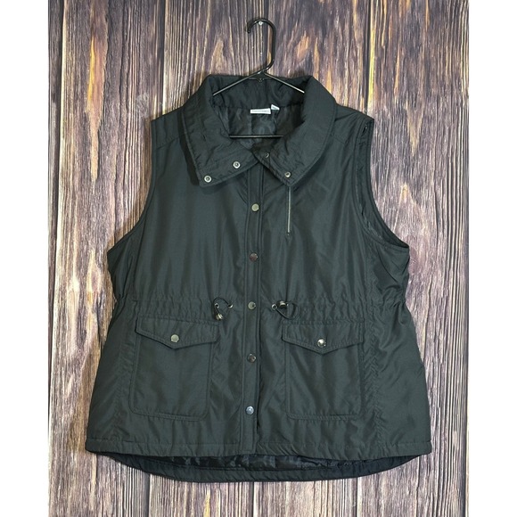 Kim Rogers Curvy Fit Womens 2X Black Utility Vest Pockets Drawstring Waist - Picture 1 of 14